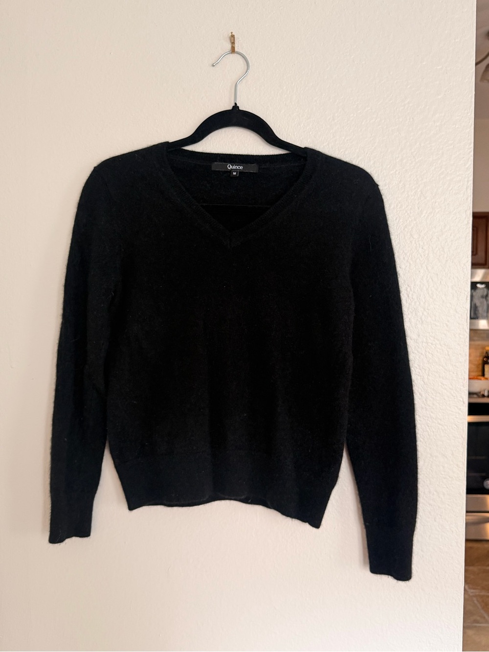 Quince Mongolian Cashmere V-Neck Sweater Black Medium